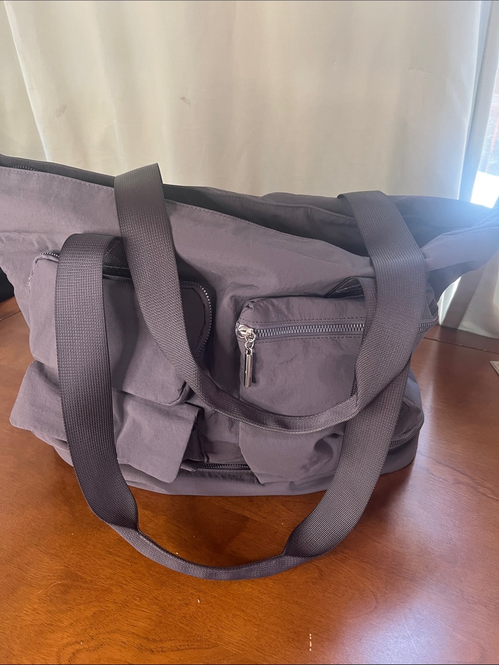 C&C California Gray Duffel Tote Diaper Bag with Multiple Exterior Pockets